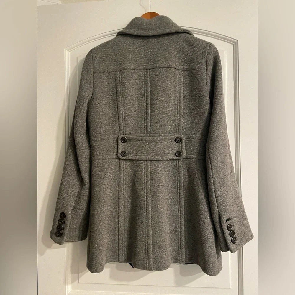 J. Crew Gray Wool-Blend Pea Coat with Belted Waist - Picture 4 of 14